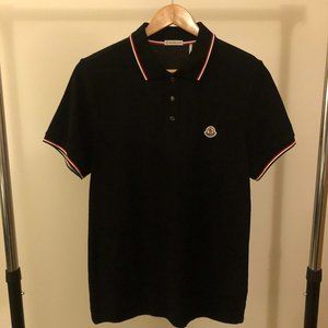 Moncler Tipped Piqué Polo — Black